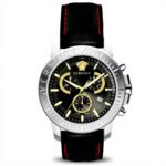 Montre Versace Homme Quartz Cuir Noir Chronographe VE2E00121