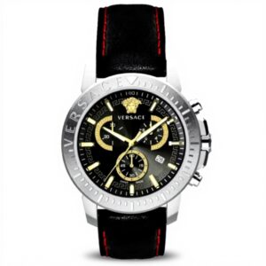 Montre Versace Homme Quartz Cuir Noir Chronographe VE2E00121
