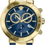Montre Versace Homme Quartz Cuir Bleu Acier Inoxydable-0
