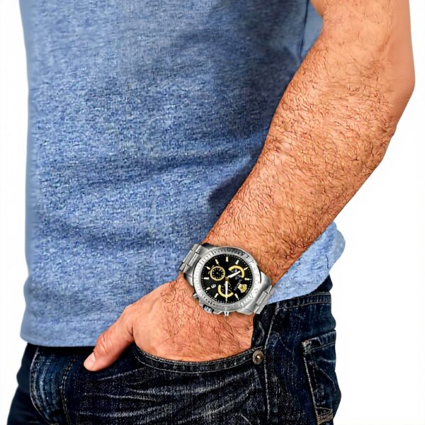 Montre Versace Homme Acier Inoxydable Gris Analogique Noir