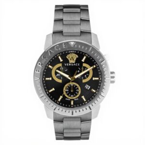 Montre Versace Homme Acier Inoxydable Gris Analogique Noir