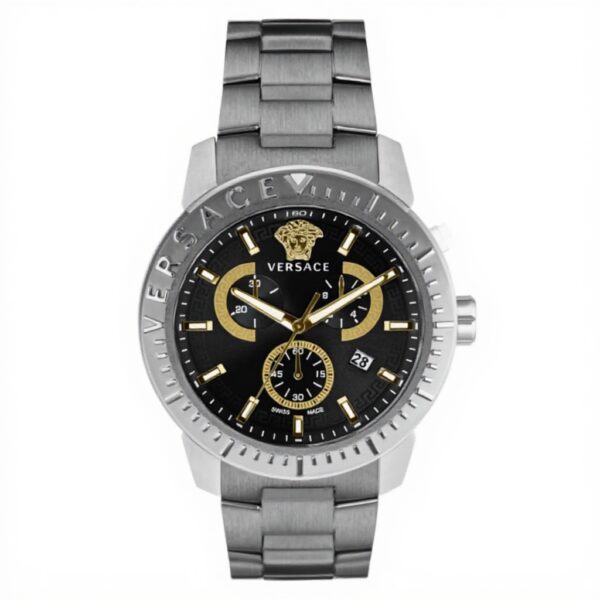 Montre Versace Homme Acier Inoxydable Gris Analogique Noir