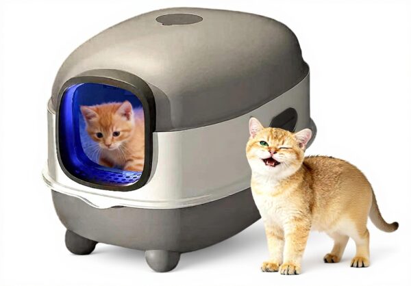 Kattskräp - 22,05 tum öppen hölje | Självrengörande kattlåda Med skopa Och UV-lampa – Anti-dålig luktbricka idealisk för kattungar Vuxna kattlägenheter