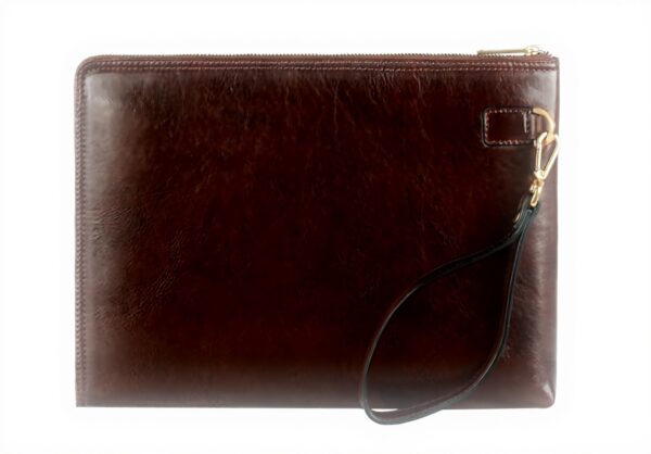 Time Resistance Pochette en cuir pour homme - Organisateur Poignet Sac Mallette - Fait à la main en Italie