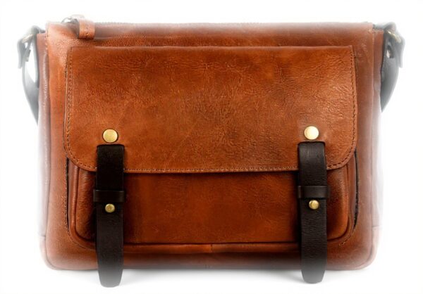 Sac bandoulière cuir pleine fleur Time Resistance Cognac