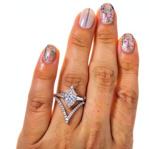 Bague femme zircone cubique design triangle élégant anneau-0