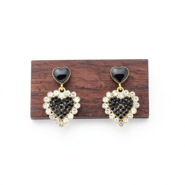 Boucles d'oreilles coeur Atentuyi or strass pendantes cadeau-6