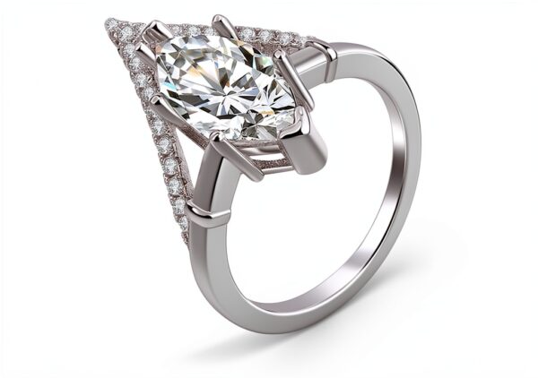 Bague femme zircone cubique design triangle élégant-1