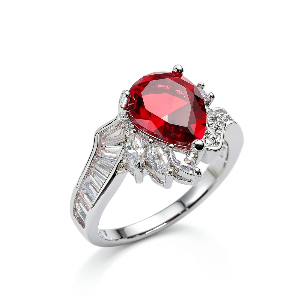 Bague en argent sterling avec zirconia cubique sur un fond neutre