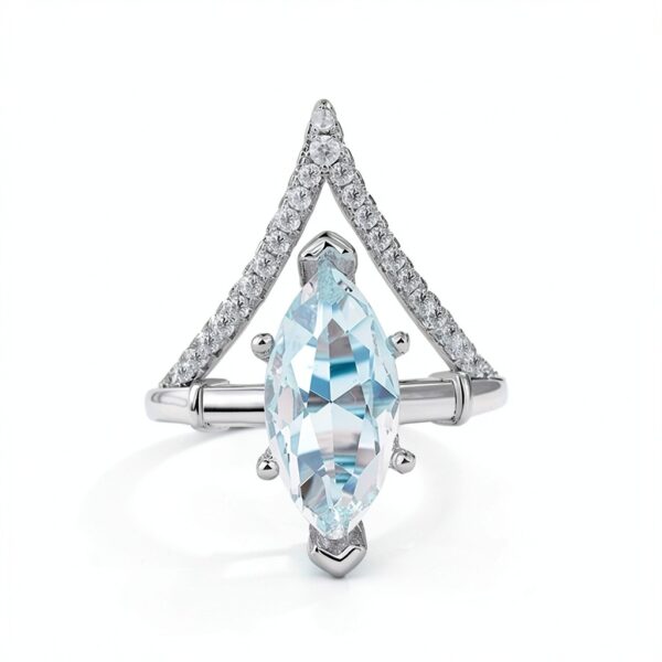 Bague femme ZCCZJS zircone cubique design triangle élégant-3