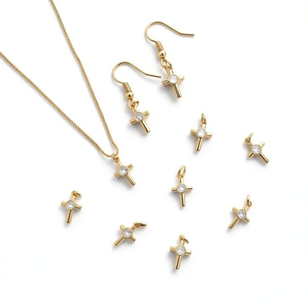 Breloque croix DICOSMETIC laiton zircone cubique bijoux-3