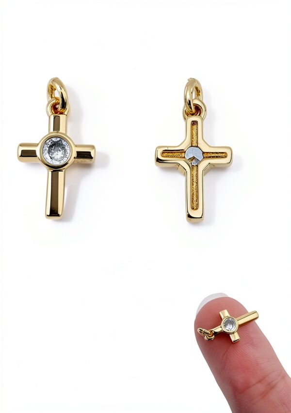 Breloque croix DICOSMETIC laiton zircone cubique bijoux-1